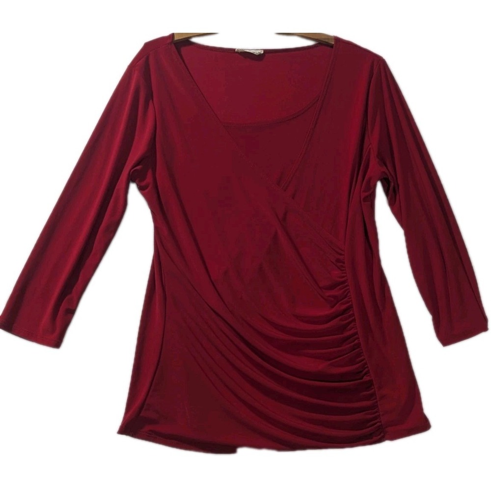 VTG Y2K Prospect BLVD. Career-Core Rouge Red‎ Wrap Ruched Top – Size Medium USA